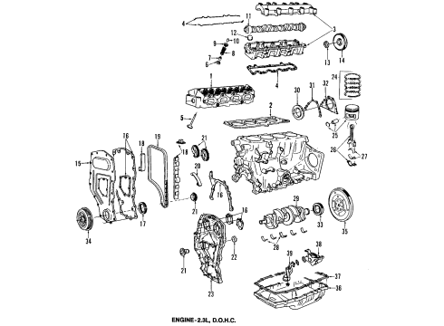 1990 Pontiac Grand Am Exhaust Components Muffler Assembly W/Tailpipe Diagram for 22542996