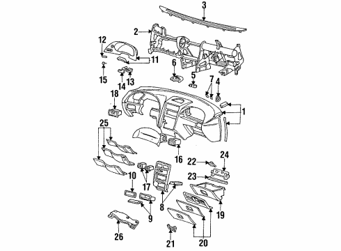 1996 Ford Mustang Instrument Panel Light Switch Bracket Diagram for F4ZZ-11A668-A