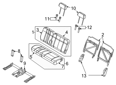 2009 Chrysler Aspen Rear Seat Components Rear Seat Cushion Right Diagram for 1FQ881D1AA