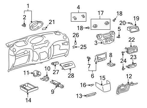 2003 Toyota Echo Cluster & Switches, Instrument Panel Center Bezel Bracket Diagram for 55426-52010