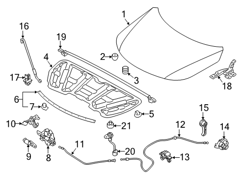 2013 Kia Sorento Hood & Components Cable Assembly-Hood Latch Diagram for 811901U000