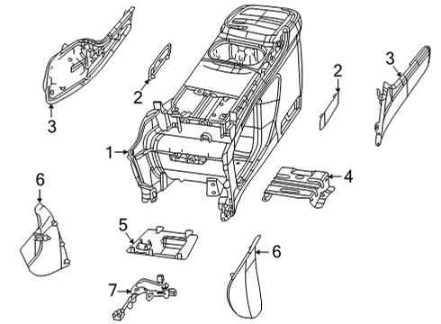 2021 Chrysler Pacifica Center Console Panel-Console Diagram for 6WQ371X9AA