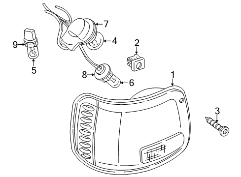 2001 Dodge Ram 2500 Van Combination Lamps Lamp-Tail Stop Backup Diagram for 4882684