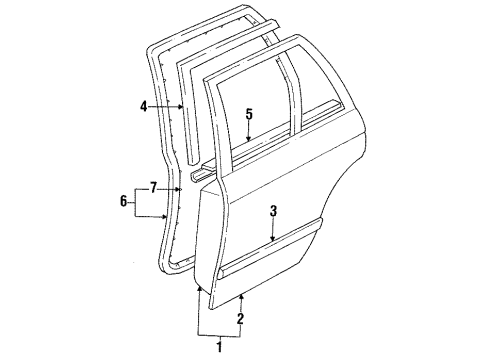 1985 Nissan Maxima Rear Door WEATHERSTRIP Rear Door L Diagram for 82831-09E00