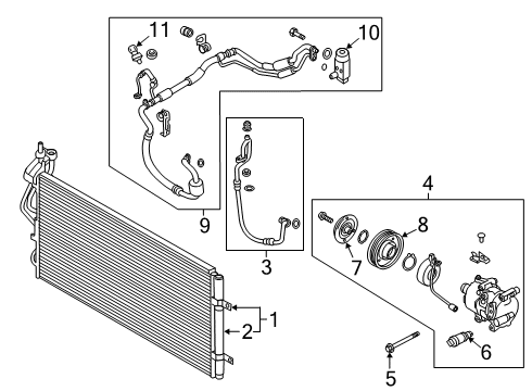 2018 Hyundai Kona A/C Condenser, Compressor & Lines Condenser Assembly-Cooler Diagram for 97606-J9020