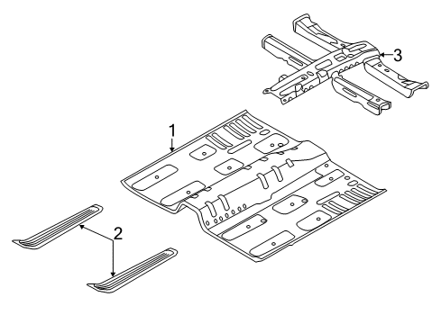 2016 Kia Cadenza Pillars, Rocker & Floor - Floor & Rails Panel Assembly-Center Floor Diagram for 651103R000