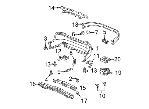 2008 Acura TL Rear Bumper Spacer, Right Rear Bumper Side (Upper) Diagram for 71594-SEP-A01