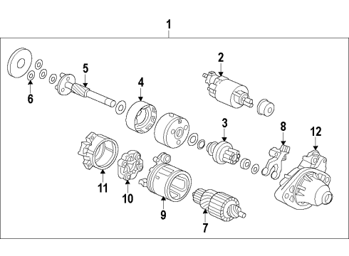 2016 Honda Odyssey Starter Starter Motor Assembly Diagram for 31200-RK1-A71