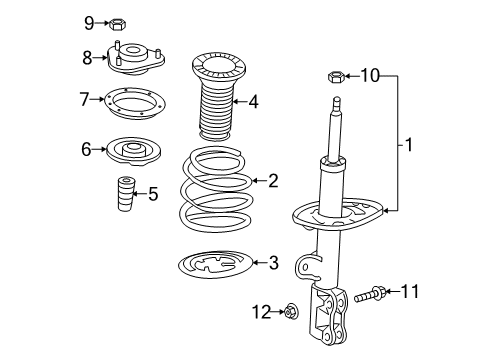 2021 Toyota RAV4 Prime Struts & Components - Front Strut Diagram for 48520-80684