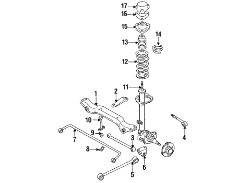 1991 Nissan Stanza Rear Suspension Components, Stabilizer Bar Strut Kit-Rear Suspension, RH Diagram for 55302-65E27
