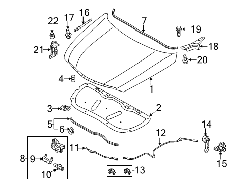2011 Hyundai Sonata Anti-Theft Components Cover-Hood Latch Diagram for 81195-3S000