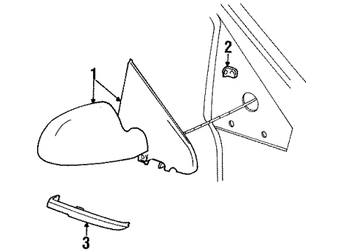 1996 Plymouth Grand Voyager Outside Mirrors Mirror-Outside Rearview Diagram for 4717300AB