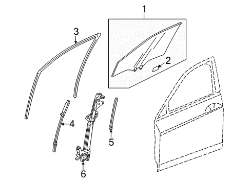 2012 Acura ZDX Front Door Runchannel, Right Front Door Diagram for 72235-SZN-A01