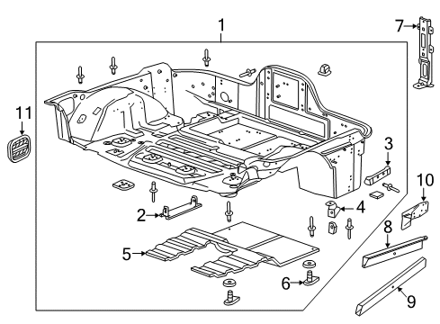 2019 Chevrolet Corvette Rear Floor & Rails Rear Floor Pan Diagram for 84407743