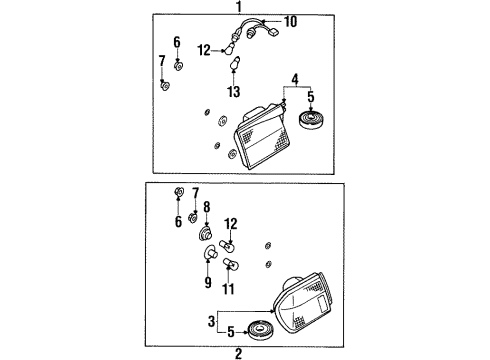 1999 Infiniti G20 Bulbs Harness Assembly Rear Combination Diagram for 26551-6J000