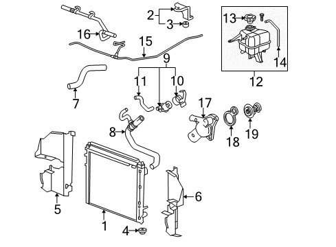 2004 Cadillac SRX Radiator & Components Auxiliary Pump Diagram for 25746579