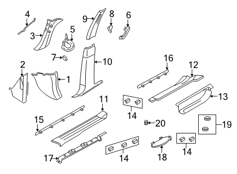 2008 Ford Expedition Interior Trim - Pillars, Rocker & Floor Trim Plate Diagram for 2L1Z-7813260-AAA