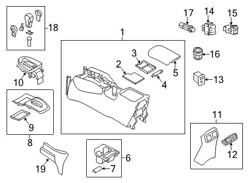 2014 Nissan Rogue Heated Seats Panel-Console Switch Diagram for 96912-4BA0B