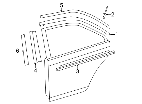 2014 Toyota Camry Exterior Trim - Rear Door Upper Molding Diagram for 75763-06090