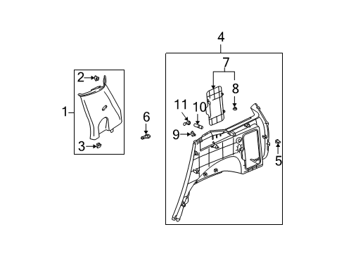 2002 Saturn Vue Interior Trim - Quarter Panels Molding Asm, Body Lock Pillar Garnish *Grante Shale Diagram for 15879666