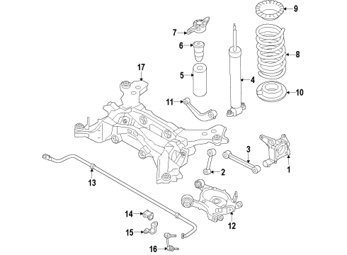 2017 Ford Fusion Rear Suspension Components, Lower Control Arm, Upper Control Arm, Ride Control, Stabilizer Bar Coil Spring Diagram for DG9Z-5560-BM