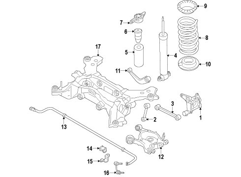 2017 Ford Fusion Rear Suspension Components, Lower Control Arm, Upper Control Arm, Ride Control, Stabilizer Bar Shock Diagram for HG9Z-18125-B