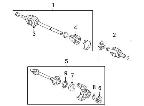 1998 Honda Accord Drive Axles - Front Driveshaft Set, Driver Side Diagram for 44011-S84-A50