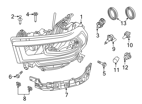 2019 Ram 3500 Headlamps HEADLAMP Diagram for 68444837AA