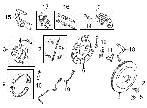 2019 Lincoln MKT Parking Brake Front Cable Diagram for FB5Z-2853-A