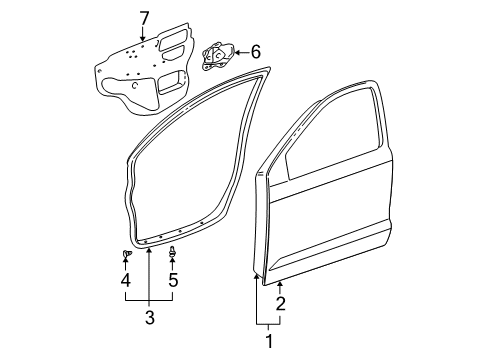 2003 Toyota Corolla Front Door Cover Plate Diagram for 67443-02040
