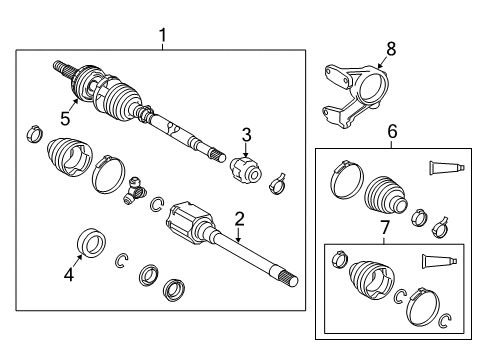 2010 Toyota Highlander Drive Axles - Front Boot Kit Diagram for 04427-0W060
