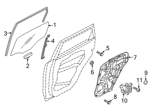 2015 Kia Soul Rear Door - Glass & Hardware Panel Assembly-Rear Door Module Diagram for 83471B2000