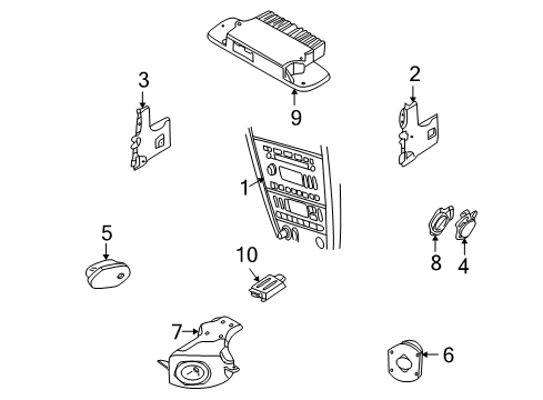 2004 Ford Thunderbird Sound System Package Tray Speaker Diagram for 6U5Z-18808-EA