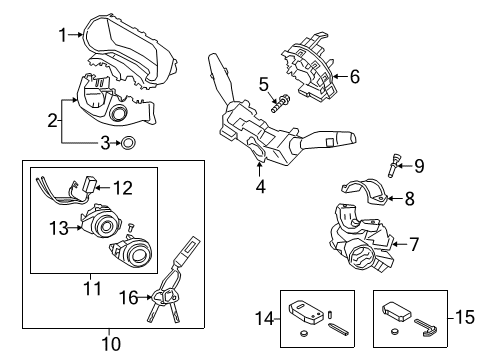 2022 Kia Forte Shroud, Switches & Levers Ignition Lock Cylinder Diagram for 81910M7160