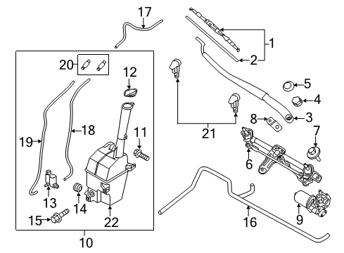 2014 Hyundai Santa Fe Wiper & Washer Components Windshield Washer Motor & Pump Assembly Diagram for 98510-2V100
