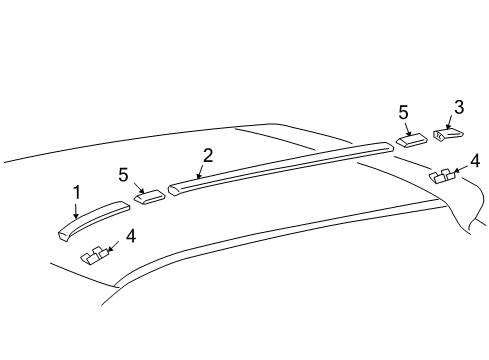 2004 Lexus RX330 Exterior Trim - Roof Moulding, Roof Drip Side Finish, Rear RH Diagram for 75553-48030