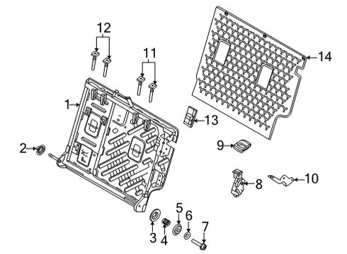 2022 Ford Bronco Sport Rear Seat Components Seat Frame Center Bushing Diagram for CE8Z-58613B44-A