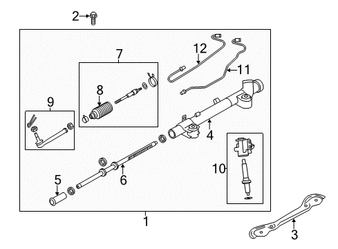 2011 Infiniti M37 P/S Pump & Hoses, Steering Gear & Linkage Power Steering Gear Sub Assembly Diagram for 49210-1MA2A