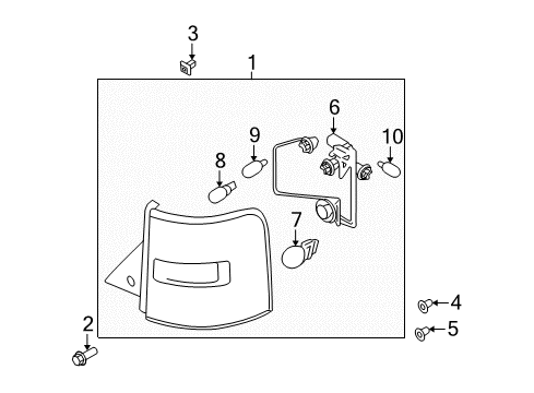 2011 Ford Flex Bulbs Tail Lamp Grommet Diagram for YL8Z-13A457-BA