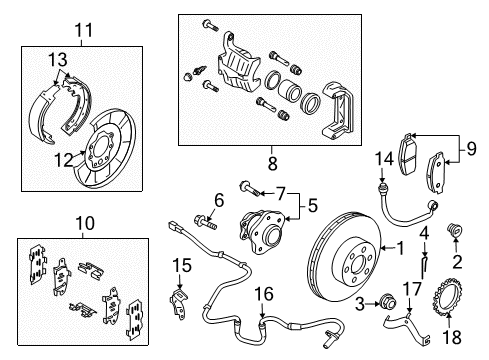 2010 Nissan Rogue Rear Brakes CALIPER Assembly-Rear LH, W/O Pads Or SHIMS Diagram for 44011-JG00A