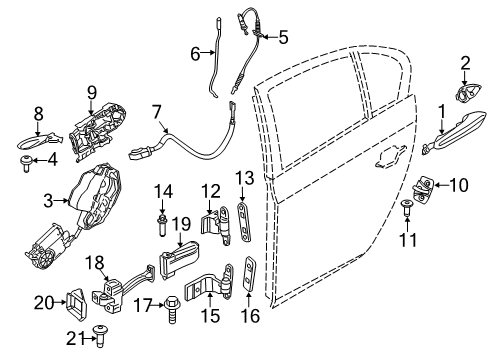 2014 BMW 550i xDrive Rear Door Hinge, Rear Door, Lower, Left Diagram for 41527259597