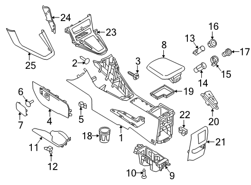 2015 Ford Focus Center Console Extension Panel Diagram for F1EZ-5804608-AB