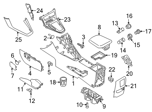 2015 Ford Focus Center Console Cap Diagram for F1EZ-58672A40-AC