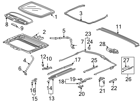 2002 Acura RSX Sunroof Motor Assy., Sunroof Diagram for 70450-S7S-003