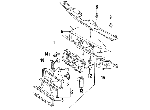 1989 Buick Regal Headlamps Headlamp Assembly Diagram for 16509389