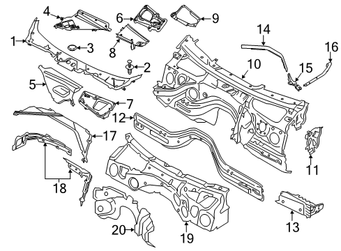 2018 BMW 340i GT xDrive Cowl Sealing Side Panel, Left Diagram for 51767293719