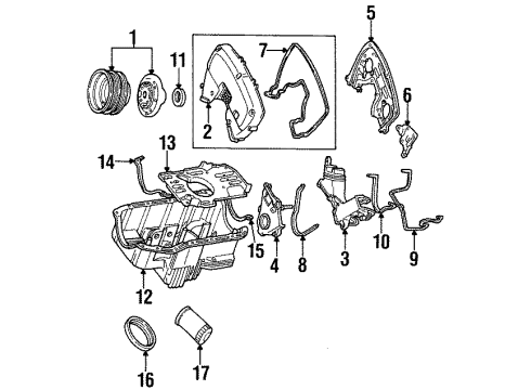 1994 Ford Taurus Engine Parts, Mounts, Cylinder Head & Valves, Camshaft & Timing, Oil Pan, Oil Pump, Crankshaft & Bearings, Pistons, Rings & Bearings Timing Cover Seal Diagram for E9DZ-6700-B