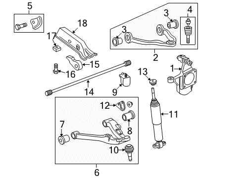 2009 Chevrolet Silverado 3500 HD Front Suspension Components, Lower Control Arm, Upper Control Arm, Stabilizer Bar Torsion Arm Diagram for 15045171