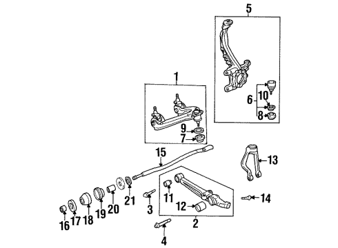 1998 Acura CL Front Suspension Components, Lower Control Arm, Upper Control Arm, Stabilizer Bar Knuckle, Left Front (Abs) Diagram for 51215-SV4-J52