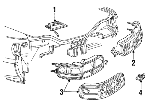 1995 Chevrolet Impala Tail Lamps Lens, Tail Lamp (W/Bezel) *Black Diagram for 16522452